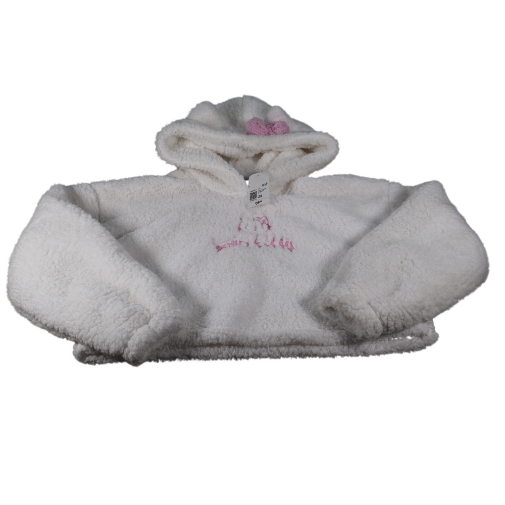 Forever 21 Hoodie Womens Plus‎ 2X White Hello Kitty Sherpa Fleece Pullover